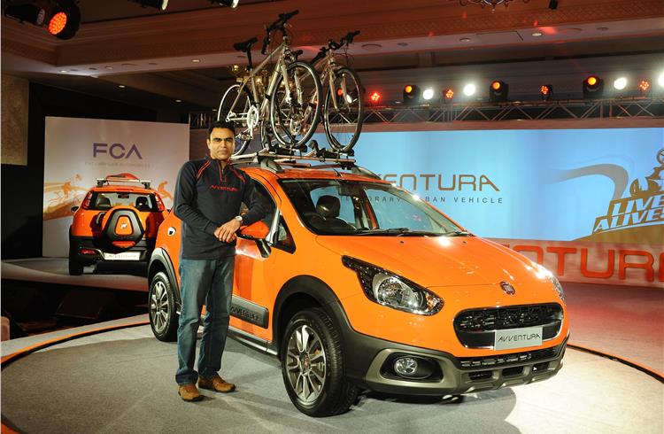 Nagesh Basavanhalli, president and MD, Fiat Chrysler Automobiles India Operations, with the Avventura.