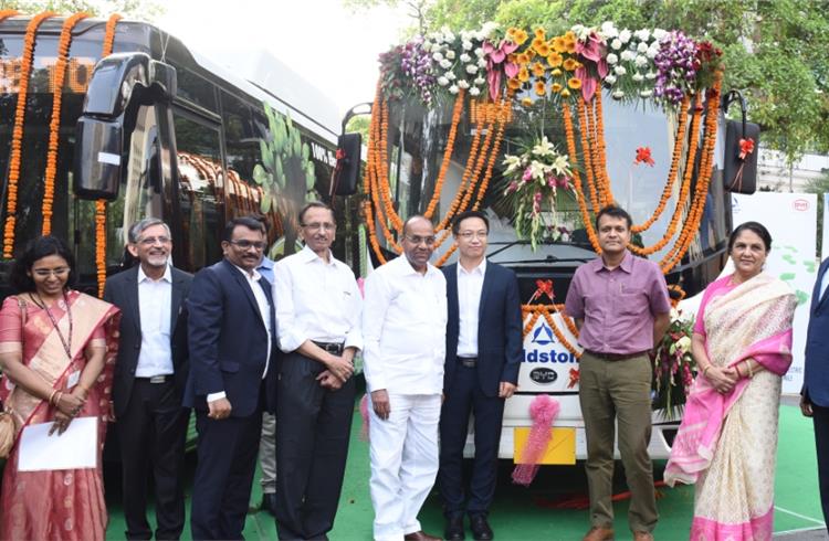 Goldstone-BYD unveils 200km range electric feeder bus in India