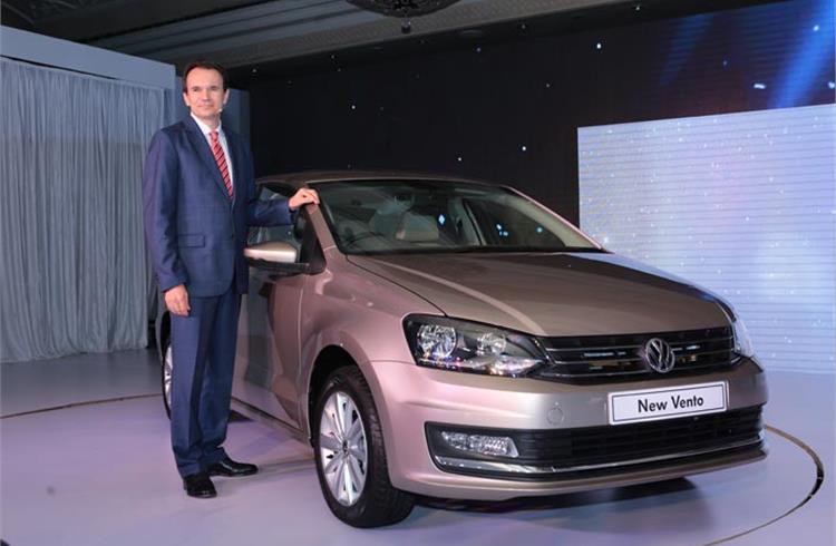 Michael Mayer, director, VW Passenger Cars, VW Group Sales India, with the new Vento.