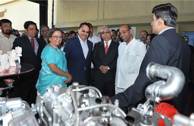 L-R: Rashmi Urdhwareshe, director, ARAI;  Vikram Kirloskar, vice-president, ARAI; Rajan Wadhera, president, ARAI; and Anant Geete, at one of the many labs.