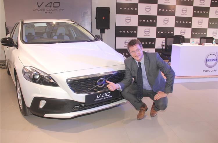Tomas Ernberg, MD, Volvo Auto India, at the launch of the petrol-engined V40 Cross Country.