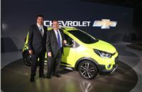Kaher Kazem, president and MD, GM India, and Tim Mahoney, chief marketing officer, Global Chevrolet, with the Beat Activ.