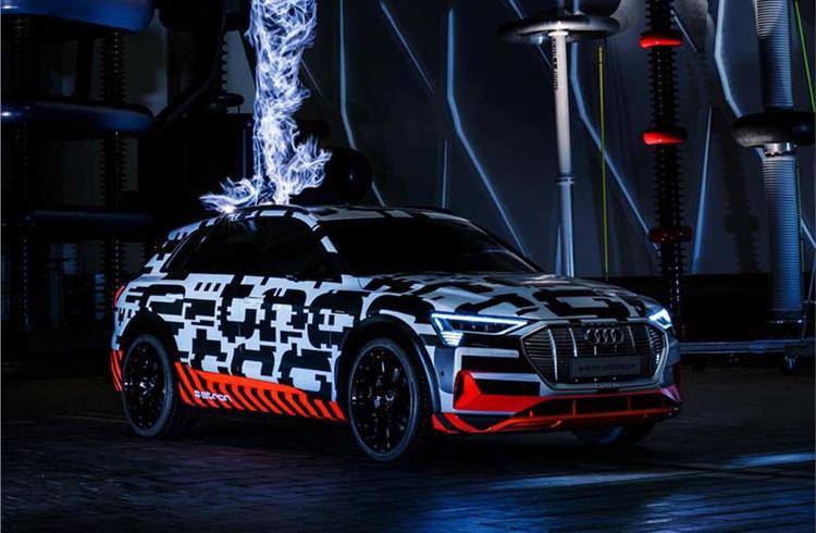 The E-tron was shown to the press