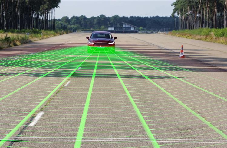 Pre-Collision Assist with Pedestrian Detection uses radar and camera technology to scan the roadway ahead.