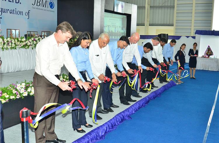 Ford India and JBM Group teams inaugurate the Rs 200 crore plant in Sanand, Gujarat.