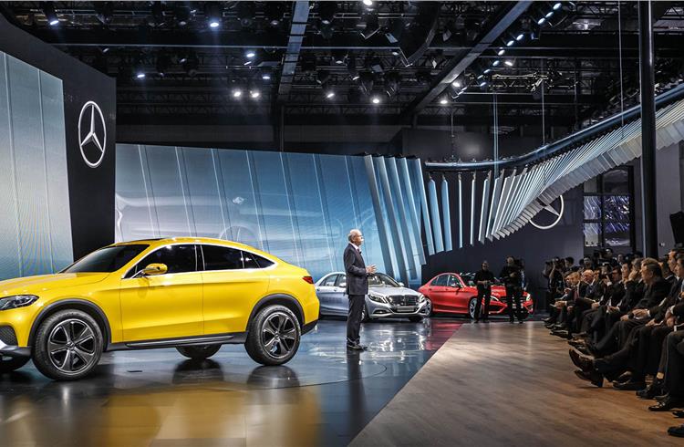 Dr Dieter Zetsche, chairman, Daimler AG and head of Mercedes-Benz Cars, presenting the new Concept GLC Coupe in Shanghai.