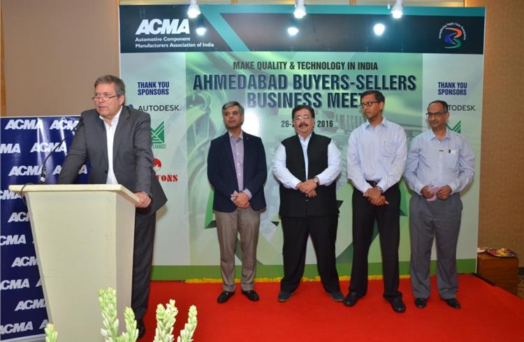 Guenter Butschek, CEO and MD, Tata Motors, at the ACMA Buyer-Seller business meet in Ahmedabad today.