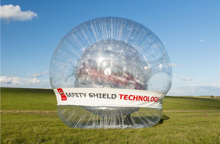 The Zorb was constructed to highlight Nissan's Safety Shield tech featured on the Nissan Note
