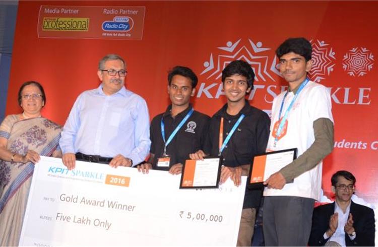 Indian Institute of Technology (IIT), Kharagpur won the gold award for i-Bike project at KPIT Sparkle 2016.