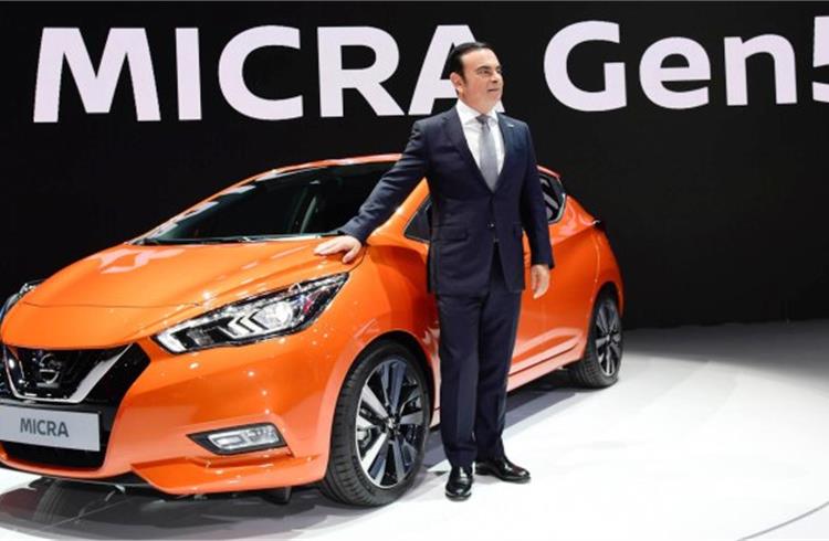 Carlos Ghosn at the reveal of the new Micra at the 2016 Paris Motor Show.