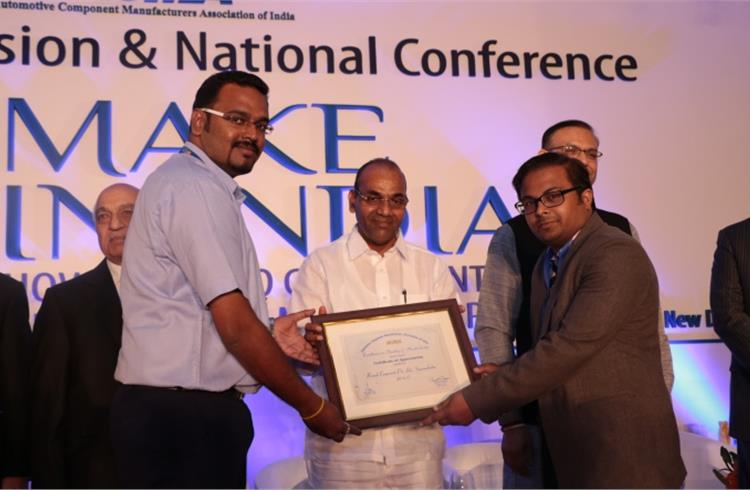 Besmak Components of Sriperumbudur, which makes plastic parts for wiring harness, bagged a Certificate of Recognition