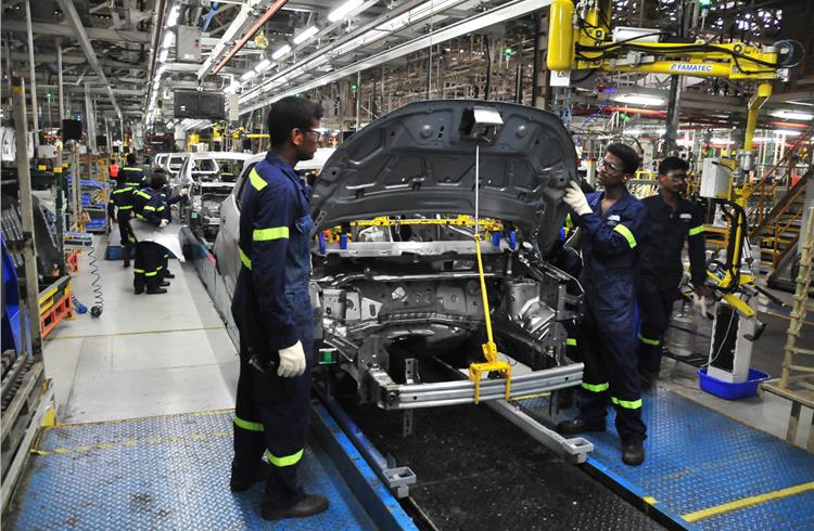 The Ford EcoSport production line at the Chengalpattu plant in Tamil Nadu.