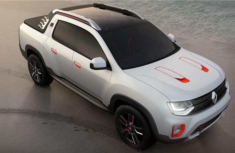 Duster Oroch show car is a styling exercise for a 5-seat recreational pick-up truck.