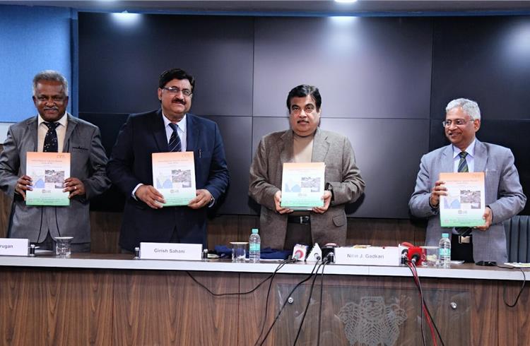 Transport minister Nitin Gadkari releases the Highway Capacity Manual in New Delhi. The manual has been developed by CSIR-CRRI on the basis of an extensive, country-wide study of the traffic character