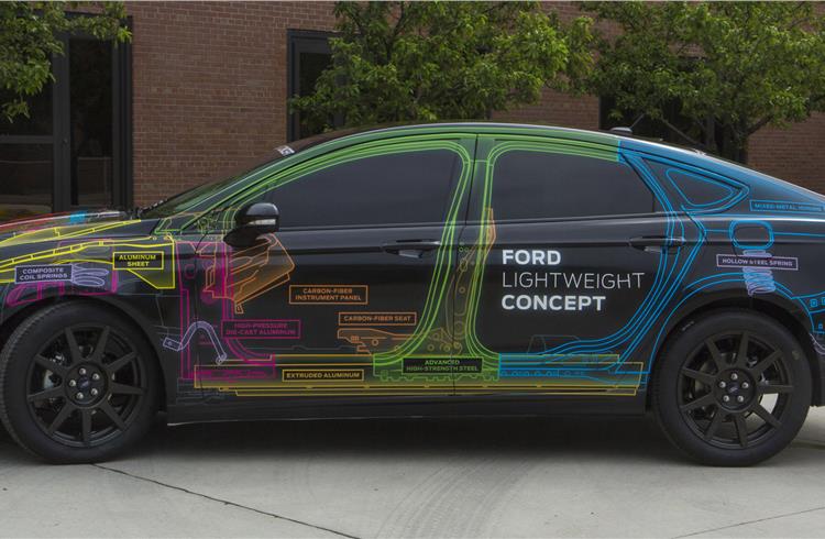 Ford's Lightweight Concept car applies lightweight materials as aluminium, high-strength steel, magnesium, composites and carbon fibre to nearly every vehicle system.