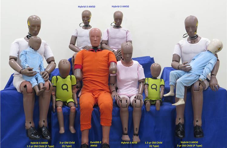 Collection of dummies used in crash tests.