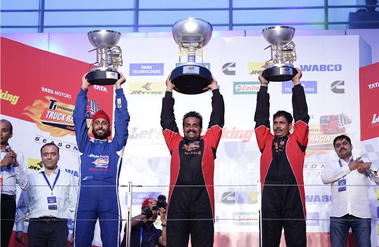 L-R: Second-placed Malkeet Singh, winner Nagarjuna, and Bhag Chand, who took third place.