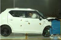The Ignis in a frontal offset test at the Rohtak R&C Centre.