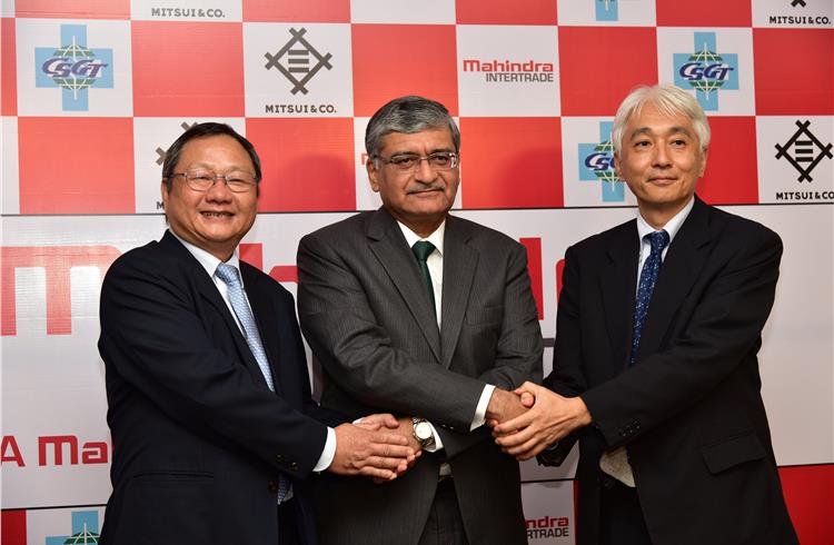 L-R: Yi-Jen Kuo, MD, China Steel Global Trading India, Harsh Kumar, MD, Mahindra Intertrade and Toshiaki Shinozaki, chief regional officer, Mitsui Mumbai.
