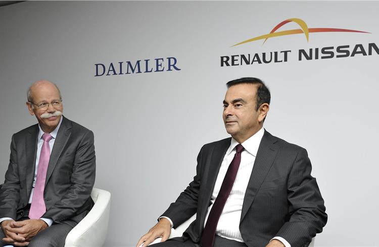 File photo of Dieter Zetsche, chairman of the Board of Management of Daimler AG and Head of Mercedes-Benz Cars, and Carlos Ghosn, chairman & CEO Renault-Nissan Alliance.