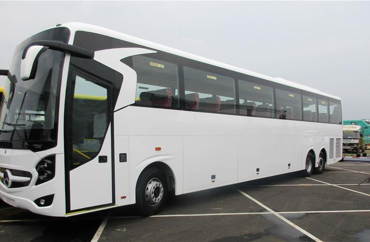 Mercedes-Benz will launch its 15-metre inter-city coach in September, equipped with ESP and EBS.