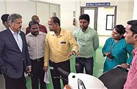 Anand Mahindra, chairman of the Mahindra Group, seen at the company's two-wheeler R&D facility in Pune. The under-development electric scooter is seen in the foreground