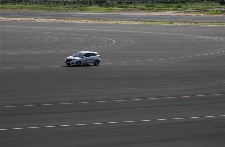 The Vehicle Dynamics Area tests stability control at high speeds and braking efficiency during sharp turns.