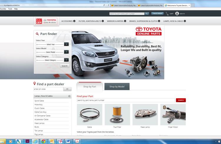 Initially around 400 Toyota genuine spare parts such as brake pads, clutch plates, wiper blades, oil filters, air filters and 30 Toyota genuine accessories will be sold through the online channel.