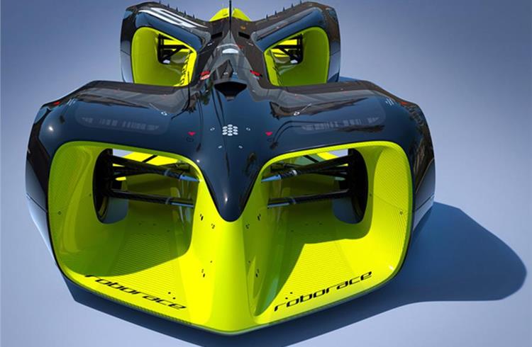 Roborace autonomous racing car shown in action