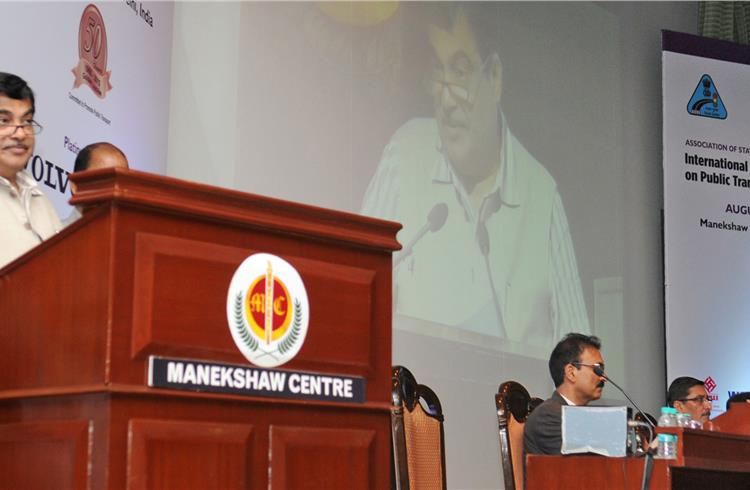 Nitin Gadkari, Union Minister for Road Transport & Highways and Shipping, delivering the keynote address at ICEPT in New Delhi.