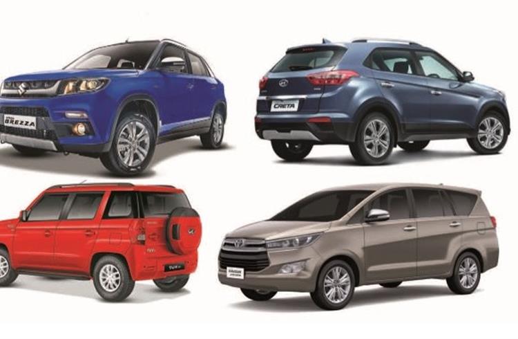 The Vitara Brezza, Creta, TUV 300 and recently launched Innova Crysta are growth drivers for their manufacturers.