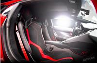 Alcantara and leather has been used to enhance the Aventador LP750-4 Superveloce's cabin