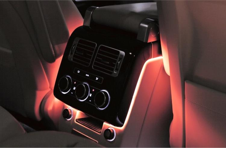 Smart mood lighting integrates with the car through a smartphone and can change the lighting colour based on the occupant’s mood and speed zone.