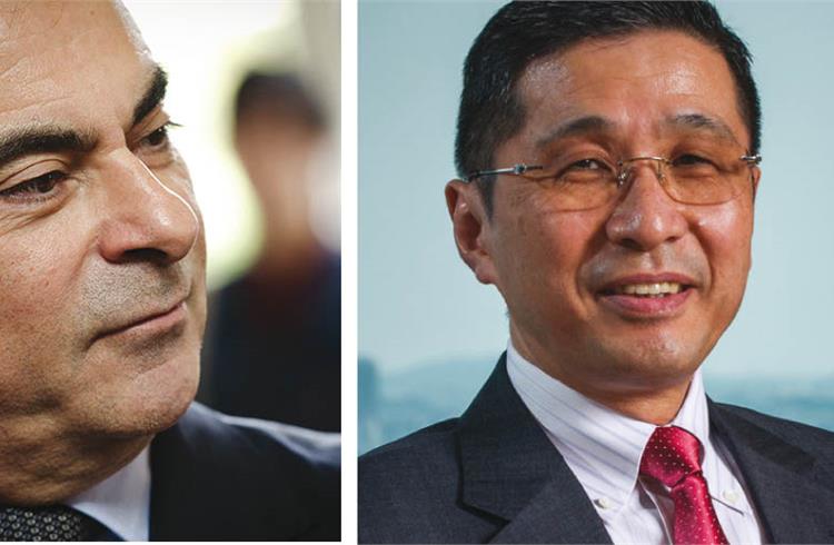 With Mitsubishi having come into the Renault-Nissan Alliance, Carlos Ghosn (left) plans to devote more time to manage the strategic expansion. Hiroto Saikawa, who joined Nissan in 1977, takes over as 