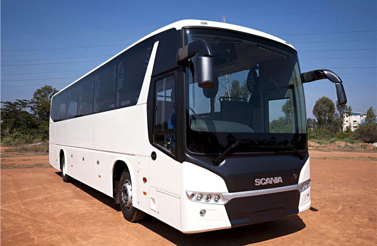 A Scania Metrolink bus which is produced at the Narasapura plant, near Bangalore.