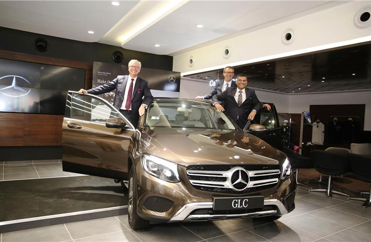 L-R: Roland Folger, MD & CEO, Mercedes-Benz India; KM Thakkar, executive director, Emerald Motors, and Michael Jopp, Head (Sales & Marketing), Mercedes-Benz India.