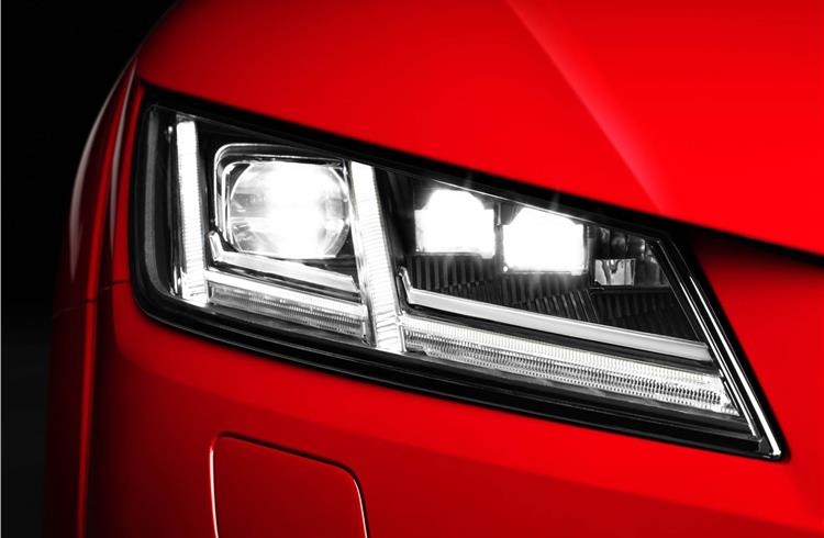 Audi's Matrix LED headlights provide high-precision illumination, have individually controllable light-emitting diodes and a crystalline sheen.