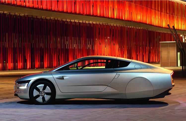 The Volkswagen XL1 (VW 1-Litre) is a two-person limited production diesel-powered plug-in hybrid.