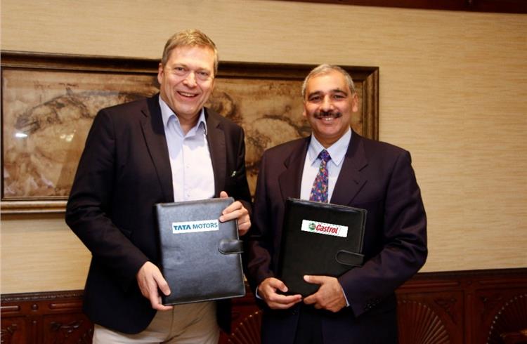 L-R: Guenter Butschek, CEO and MD, Tata Motors and Mandhir Singh, CEO, BP Lubricants.