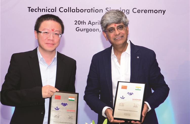 L-R: Vincent Chang of Whetron Electronics (Suzhou) Co and Jayant Davar of Sandhar Technologies.