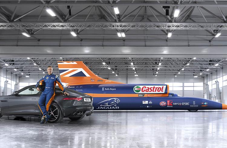 Andy Green with the Jaguar F-Type and the Bloodhound SSC.