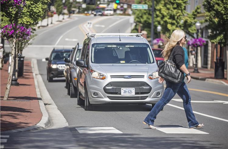 A Ford Transit Connect simulated autonomous driving on public roads in northern Virginia throughout August, with researchers capturing video and logs of people’s reactions.