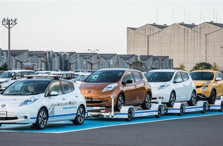 Driverless towing system improves production efficiency at Nissan's Oppama plant