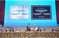 PM Narendra Modi and Japanese PM Shinzo Abe lay the foundation stone for the lithium-ion battery plant and inaugurate Suzuki Motor Gujarat’s facility.