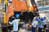 Operators 'prepare' or make ready a cabin before it is attached to the chassis. Ergonomic, driver-friendly truck cabins are made in-house at Hosur Plant II.