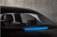 The turquoise exterior lighting of the vehicle is used for external communication with other road users.