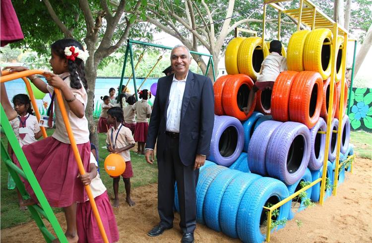 Satish Sharma, president (Asia Pacific, Middle East & Africa), Apollo Tyres, at the Go The Distance Playground after the inauguration today.