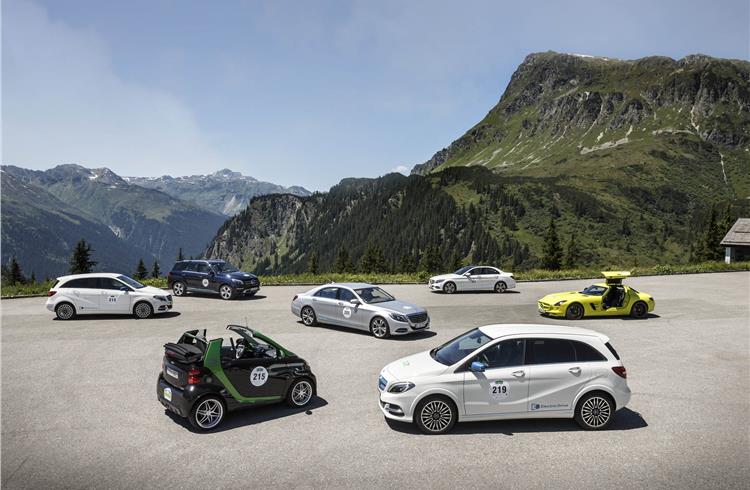 Seven electric Mercedes-Benz cars and smart to drive across the Alps