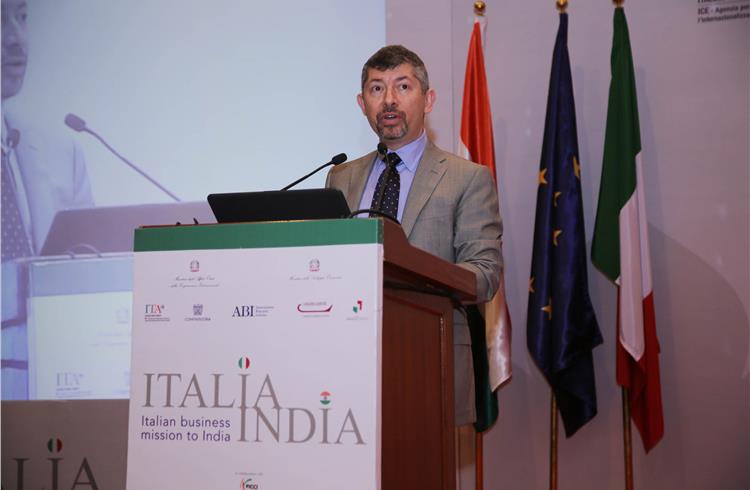 Ivan Scalfarotto, Italy's Deputy Minister for Economic Development, speaking at the Italia India meet in New Delhi on April 27.