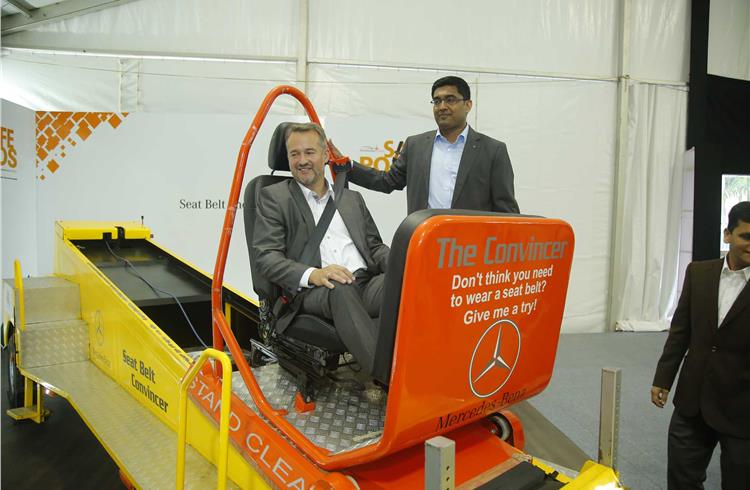 Manu Saale, MD and CEO, MBRDI and Jochen Feese, Head of Accident Research, Pedestrian Protection and Sensor Functions, Daimler AMG, at the Safe Roads event in Kochi.